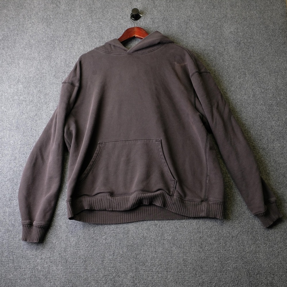 Elwood Hoodie Mens L Brown Organic Cotton Pullover Kangaroo Pocket Relaxed Fit